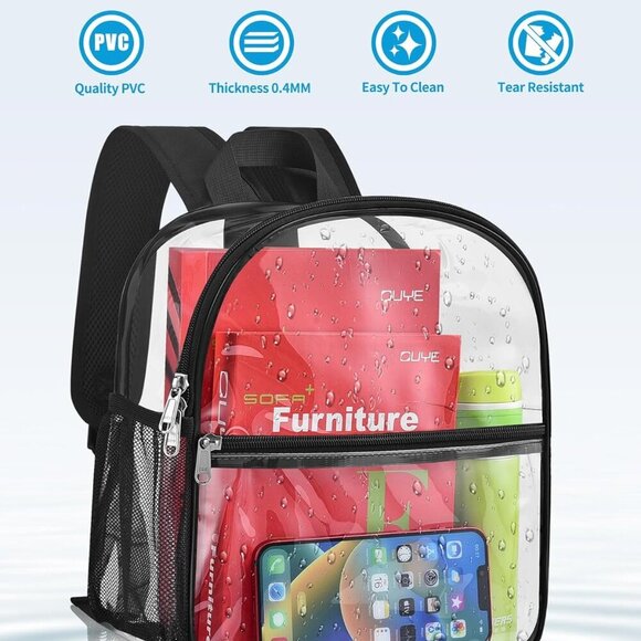 Clear Backpack Stadium Approved 12×12×6 with Reinforced and Wider Shoulder Strap - Picture 4 of 7